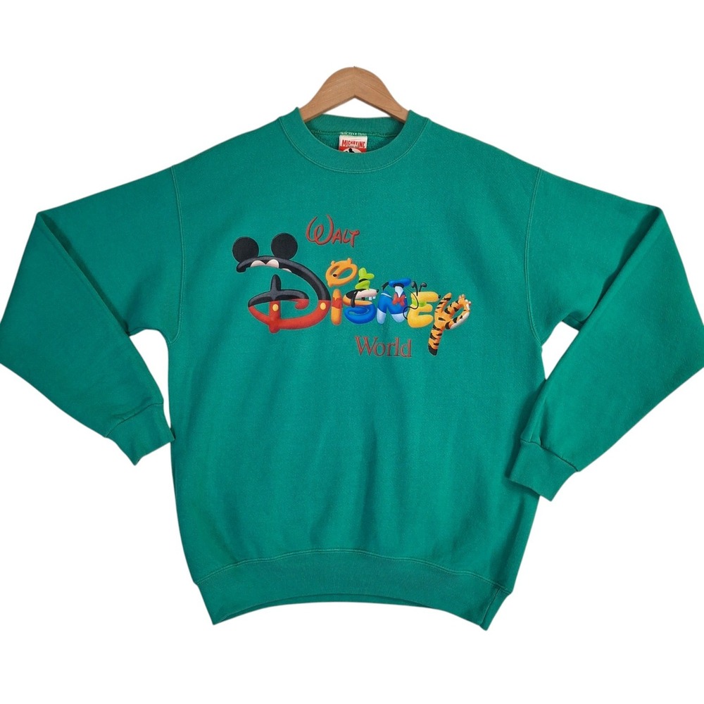 Vintage Mickey Inc Disney World Sweatshirt Green Men's Small Made in USA 90s